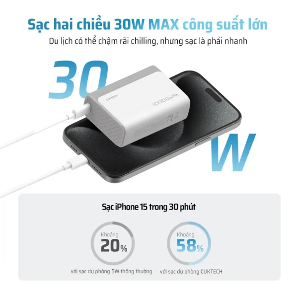 Pin sạc dự phòng 10000mAh CUKTECH PB100 30W - Ảnh 5